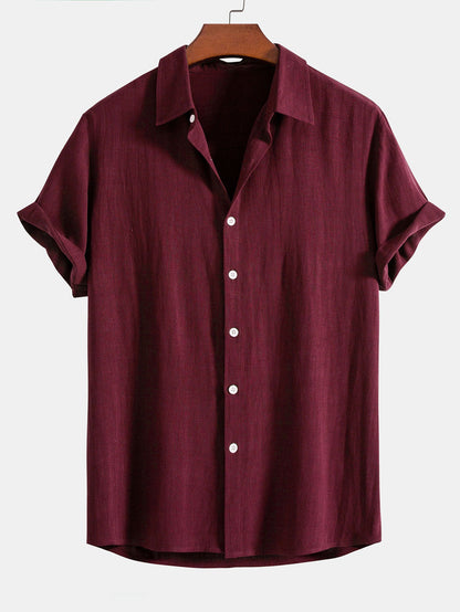 Linen-Blend Button-Up Shirt & Straight-Leg Pants