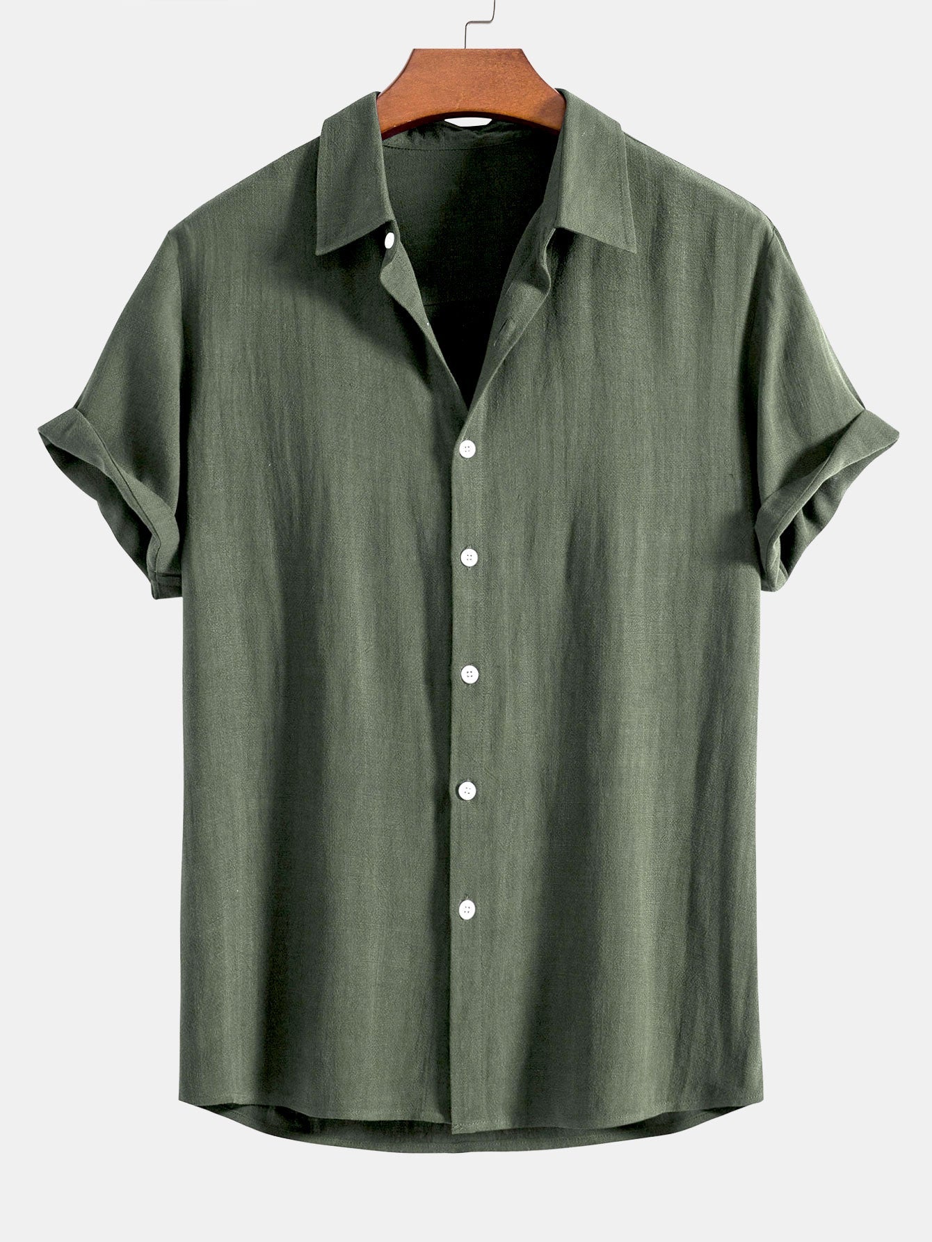 Linen-Blend Button-Up Shirt & Straight-Leg Pants