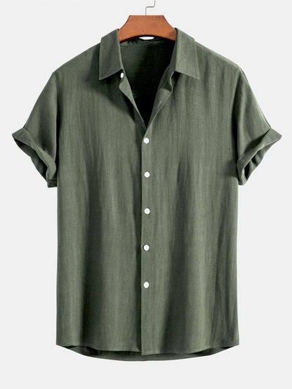 Linen-Blend Button-Up Shirt & Straight-Leg Pants