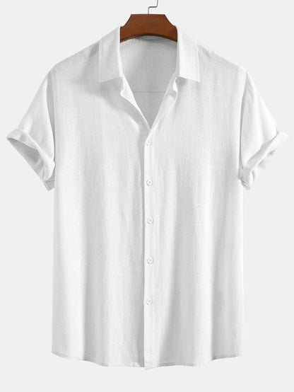 Linen-Blend Button-Up Shirt & Straight-Leg Pants