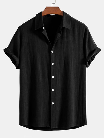 Linen-Blend Button-Up Shirt & Straight-Leg Pants