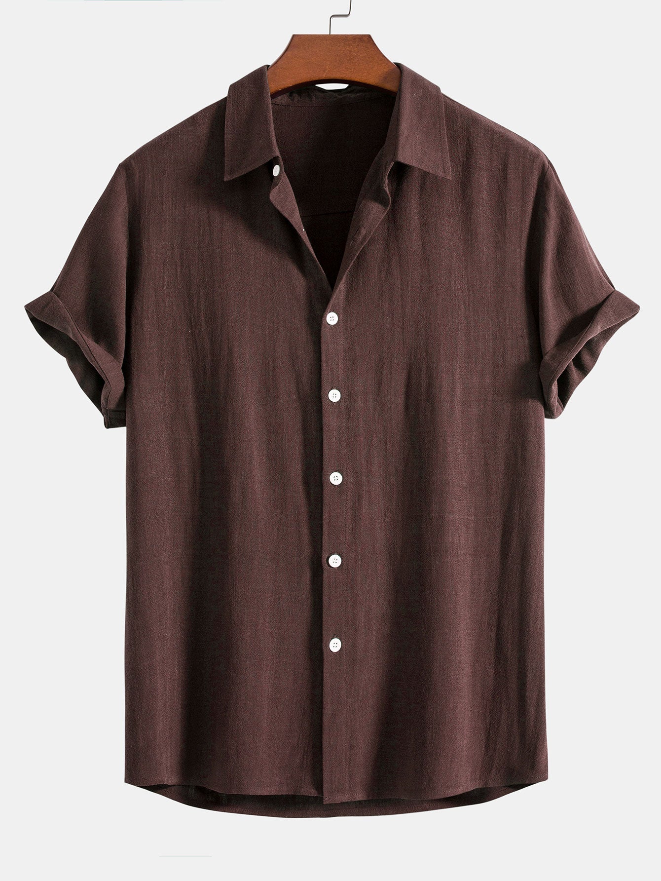 Linen-Blend Button-Up Shirt & Straight-Leg Pants