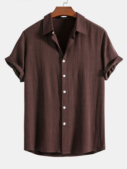 Linen-Blend Button-Up Shirt & Straight-Leg Pants