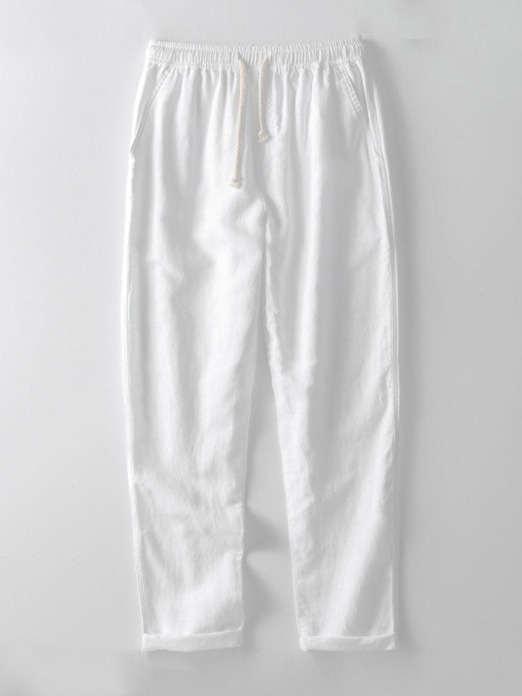 Linen-Blend Button-Up Shirt & Straight-Leg Pants