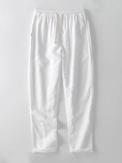 Linen-Blend Button-Up Shirt & Straight-Leg Pants