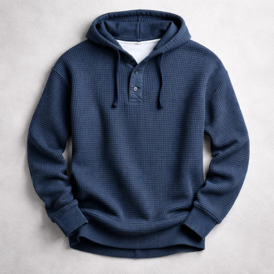 Premium Waffle Knit Button Hoodie