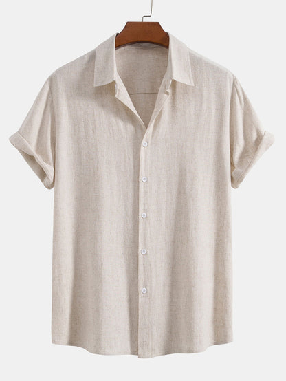 Linen-Blend Button-Up Shirt & Straight-Leg Pants