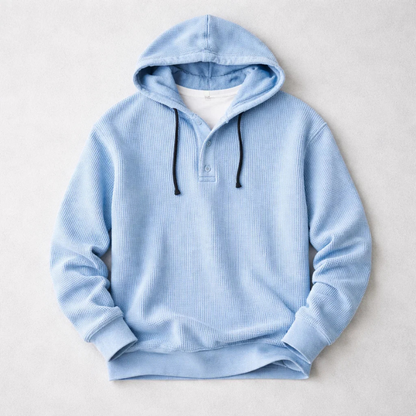 Premium Waffle Knit Button Hoodie