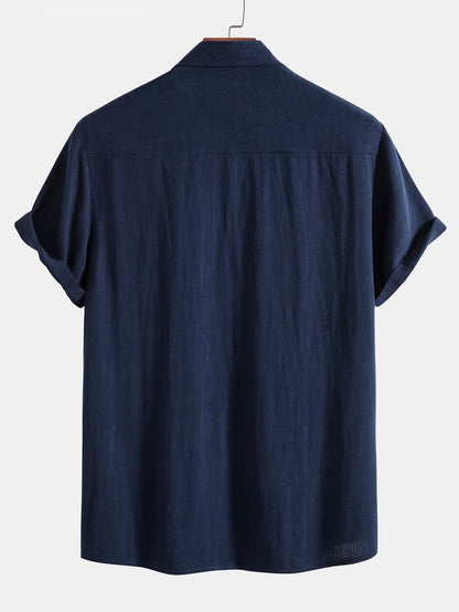 Linen-Blend Button-Up Shirt & Straight-Leg Pants