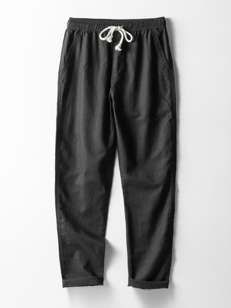 Linen-Blend Button-Up Shirt & Straight-Leg Pants