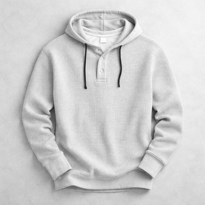 Premium Waffle Knit Button Hoodie