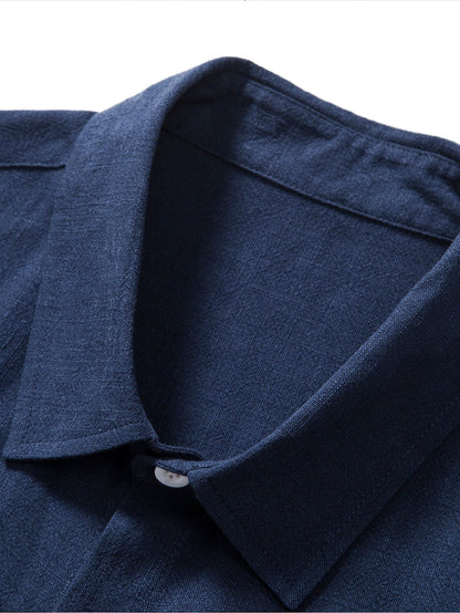 Linen-Blend Button-Up Shirt & Straight-Leg Pants