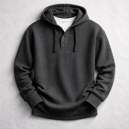 Premium Waffle Knit Button Hoodie