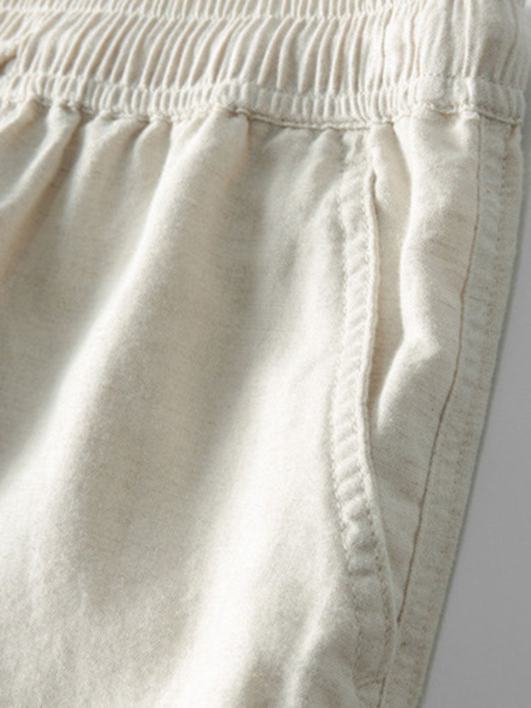Linen-Blend Button-Up Shirt & Straight-Leg Pants