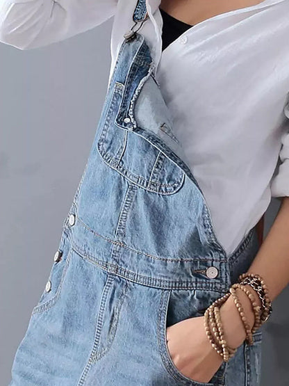 Distressed Denim Overall Dress