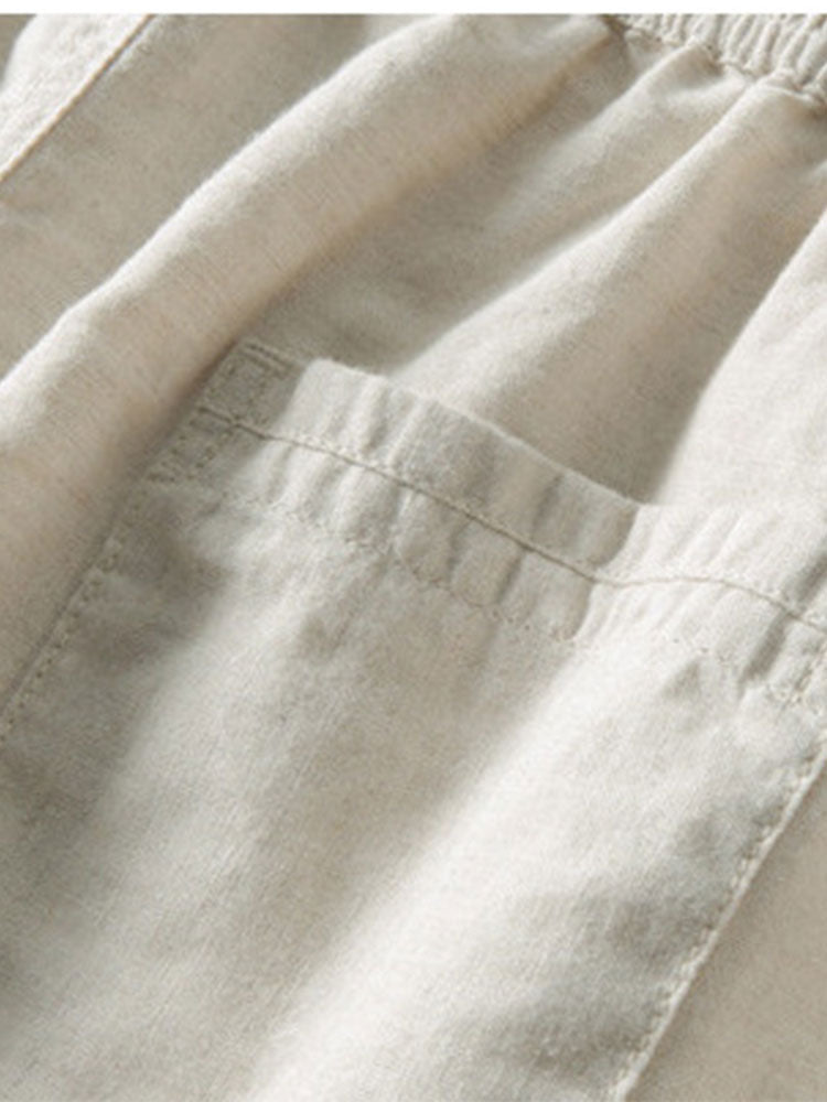 Linen-Blend Button-Up Shirt & Straight-Leg Pants