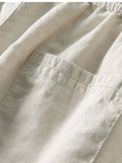 Linen-Blend Button-Up Shirt & Straight-Leg Pants