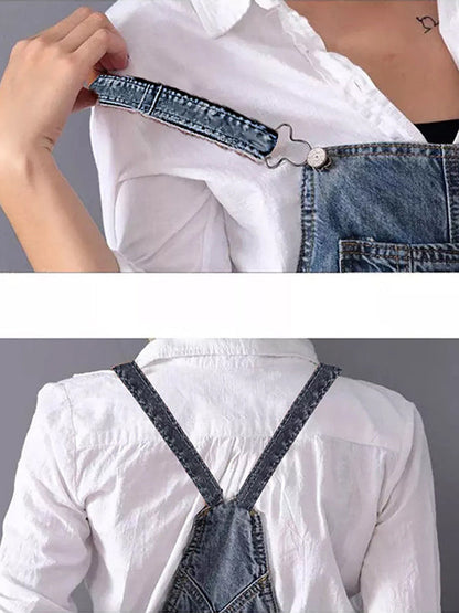 Distressed Denim Overall Dress