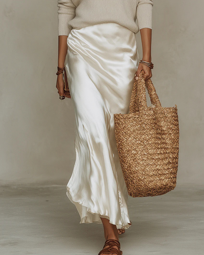 Elena Satin Midi Dress & Sweater Set
